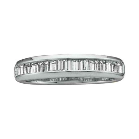 - Size 7 - 14k White Gold Baguette Diamond Band Wedding Anniversary Ring (1/2 Cttw)