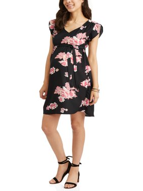 Maternity Floral Tie Front Dress - Available in Plus Sizes