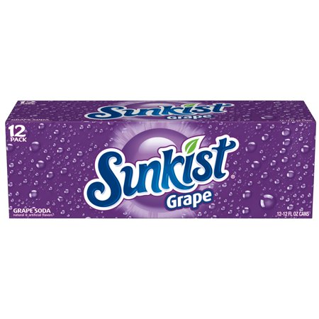 (2 Pack) Sunkist Grape Soda, 12 Fl Oz Cans, 12 Ct
