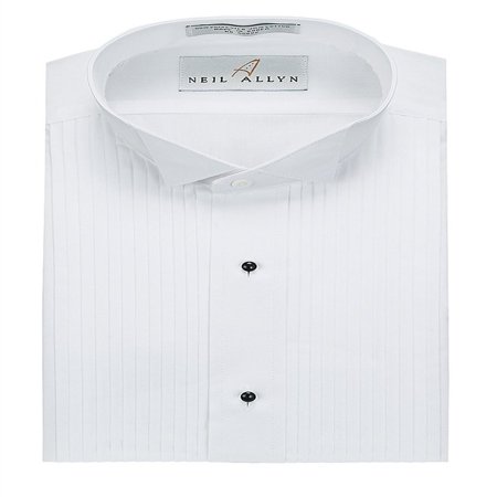 Wing Tuxedo Shirt - Neil Allyn Men's Tuxedo Shirt Poly/Cotton Wing Collar 1/4 Inch Pleat