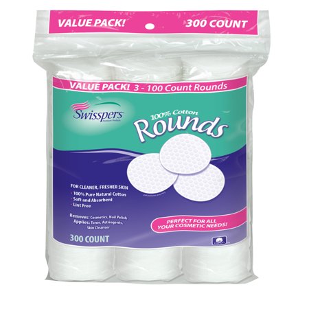 Swisspers 100% Cotton Rounds Value Pack, 300 count - Walmart.com