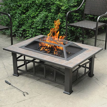 Axxonn Rectangular Tile Top Fire Pit, Brownish Bronze - Walmart.com