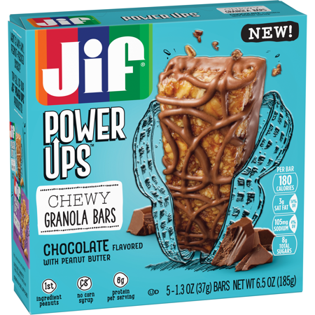 - Jif Power Ups Chocolate with Peanut Butter Chewy Granola Bars, 6.5-Ounce, 5 Count