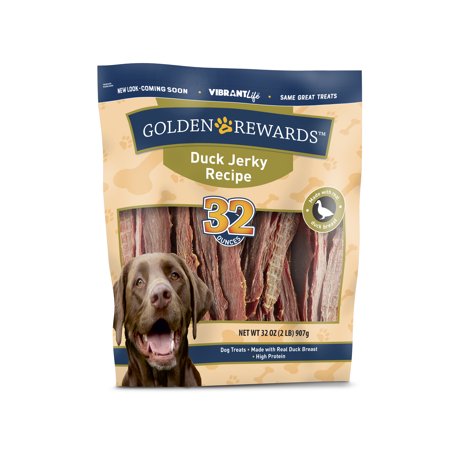 Golden Rewards Jerky Recipe Dog Treats, Duck, 32