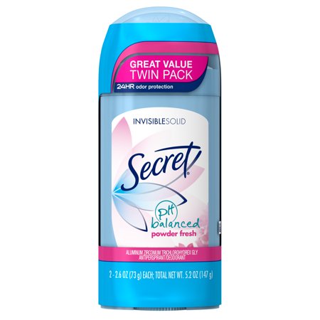 (4 count) Secret Invisible Solid Antiperspirant and Deodorant, Powder Fresh Scent 2.6 oz, 2 Twin
