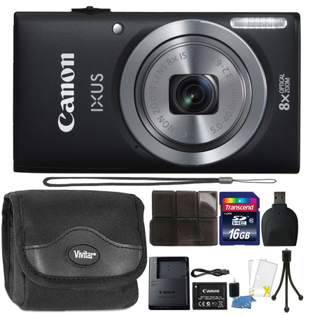 Canon IXUS 185 / ELPH 180 20MP 16x ZoomPlus Black Digital Camera with Top Accessory