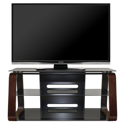 Bello Curved Wood Flat Panel Stand for TVs up to 55'', Espresso/Black