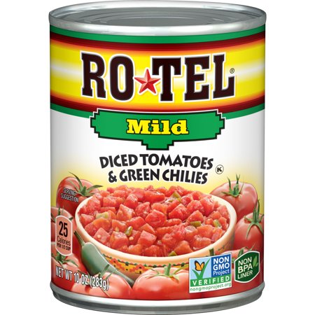 - (6 Pack) RO*TEL Mild Diced Tomatoes and Green Chilies, 10 Ounce