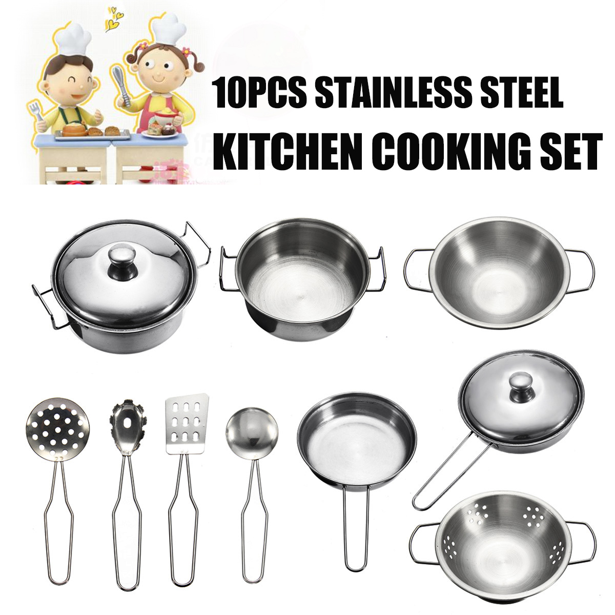 stainless steel cookware playset