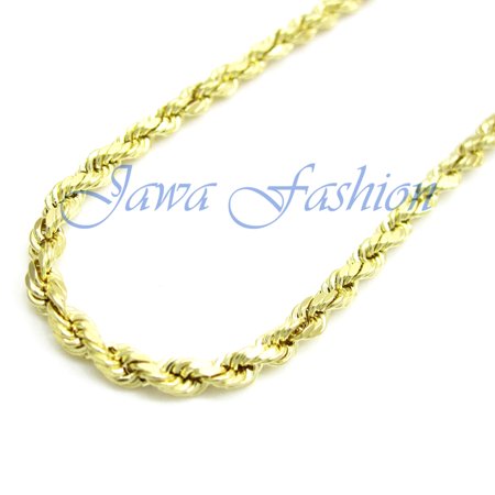 14K Yellow Gold Mens 2MM Solid Diamond Cut Ropes Chains Necklace 16 to 22 Inches, 20 Inches