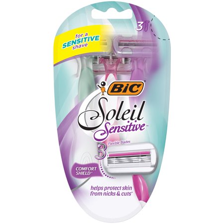 BIC Soleil Sensitive 3 Blade Women's Disposable Razor, 3 (Best Shaving Blades 2019)