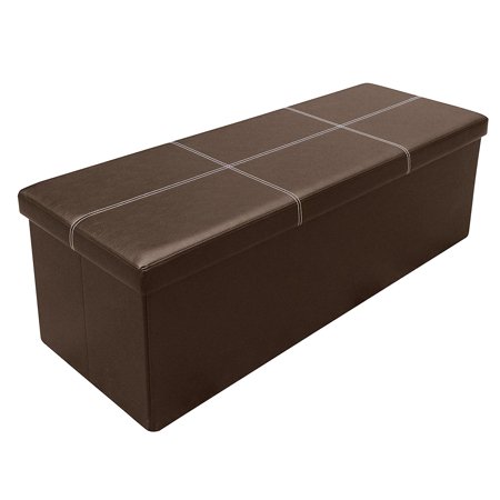 Cordoba Storage Ottoman - Otto & Ben 45 Inch Line Design Memory Foam Folding Storage Ottoman Bench with Faux Leather