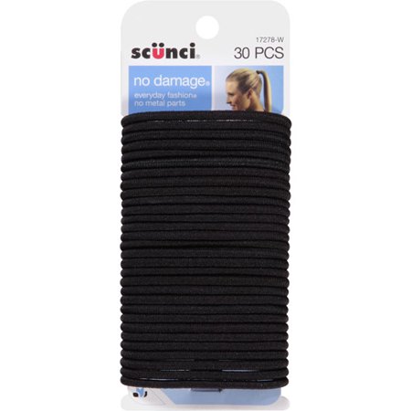(2 Pack) Scunci No Damage Hair Ties, Black, 30 ct (Best Hair Tie Bracelet)