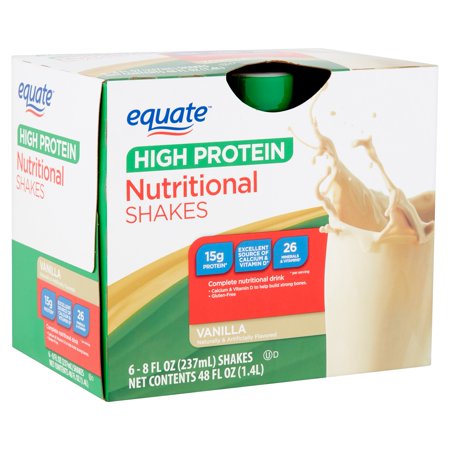 Equate High Protein Vanilla Nutritional Shakes, 8 fl oz, 6 count ...