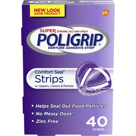 Super Poligrip Comfort Seal Denture Adhesive Strips, 40