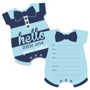 Baby Shower Invitations Hello Little One Blue And Navy Shaped Fill In Invitations Boy Baby