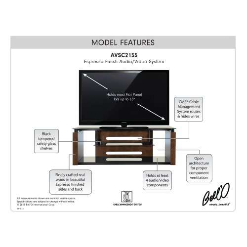 Bello TV Stand for TVs up to 65'', Walnut/Black