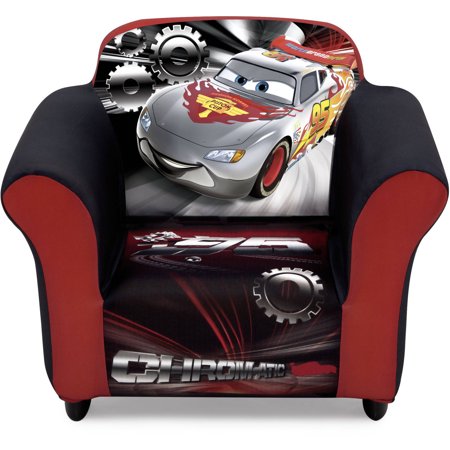 Disney Arm Chair Disney Pixar Cars Kids Upholstered Chair with Sculpted Plastic Frame by Delta Children ()