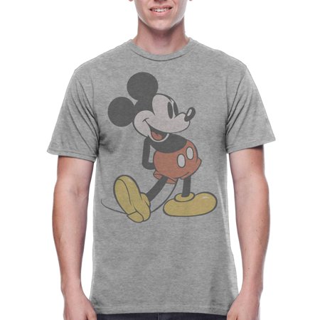 Vintage Video Game T-shirts - Mickey Mouse Men's Vintage Character Shot Short Sleeve Graphic T-Shirt, up to Size 2XL