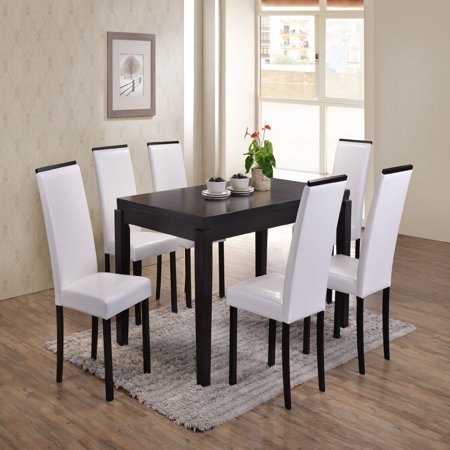 Dining Table And Chair Sets Astaire 7 Piece Kitchen Dining Set, Cappuccino Wood, 59