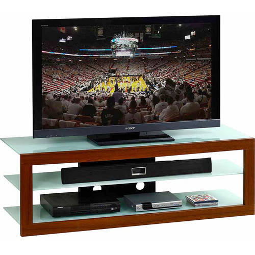 Techni Mobili Frosted Glass and Mahogany TV Stand for LCD TVs up to 65''