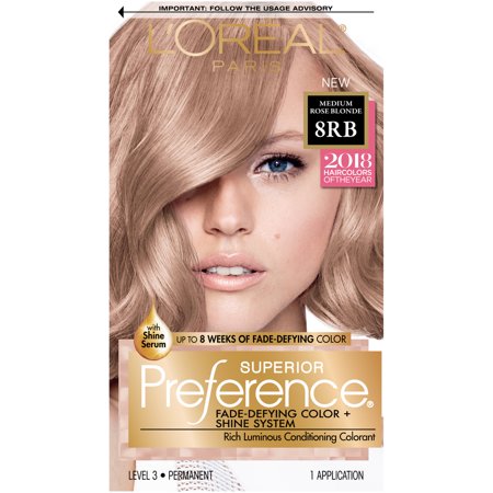 Logona Rose - L'Oreal Paris Superior Preference Permanent Hair Color, 8RB Medium Rose Blonde