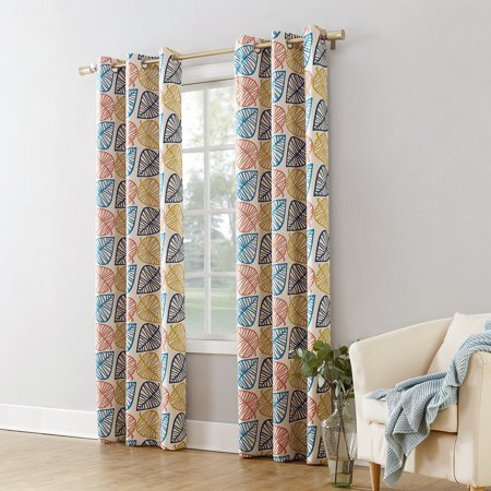 Mainstays Blackout Leaf Print Blackout Blackout Grommet Curtain Panel