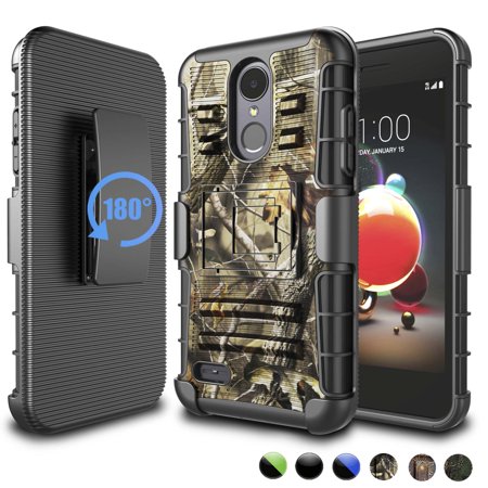 Blue Camo Lg Tribute Phone Case Njjex Case LG Aristo 2 / Tribute Dynasty / LV3 2018 / K8 2018 / Fortune 2 / Zone 4 / Risio 3 / Rebel 3 LTE / K8+ / X210, Heavy Duty Shockproof Full Protective Case & Swivel Belt Clip & Kickstand ()