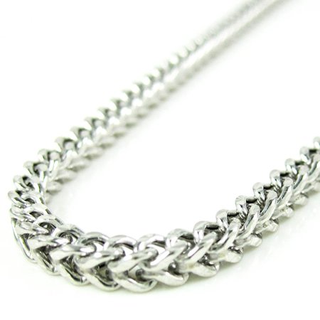14K White Gold Mens 1.1MM Solid Diamond Cut Franco Chains Necklace 16 to 22 Inches, 22 Inches