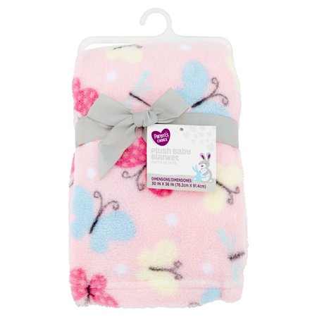 Organic Velour Baby Blanket - Parent's Choice Plush Baby Blanket, Pink Butterfly