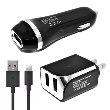 - AT&T Apple iPhone SE Accessory Kit, 3 in 1 Black 2.1 Amp Car Adapter & Dual USB Wall Adapter + 5 Feet 8 Pin Data Sync Charging Cable
