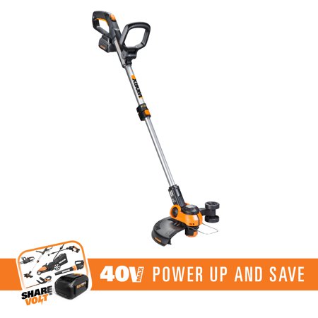 WORX WG180 40V 2-In-1 String Trimmer/Edger With 12” Trim Diameter, CommandFeed, 90° Tilting Head And Telescoping (Best Battery Powered String Trimmer)