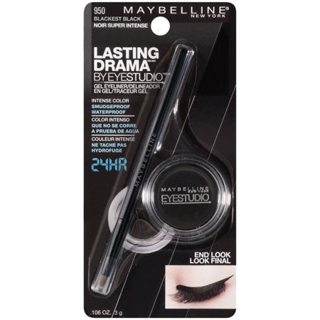 Soft Black Brow Liner - Maybelline New York Eye Studio Lasting Drama Gel Eyeliner, Blackest Black