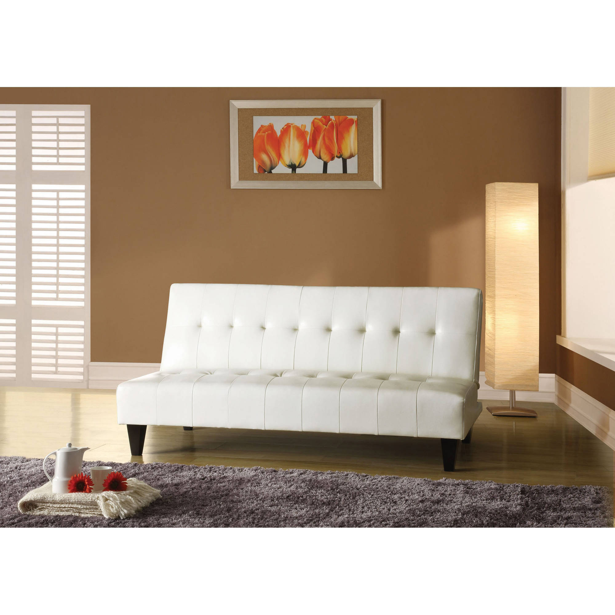 Lynda Futons: Faux Leather Bycast Adjustable Futon Sofa, Multiple Colors