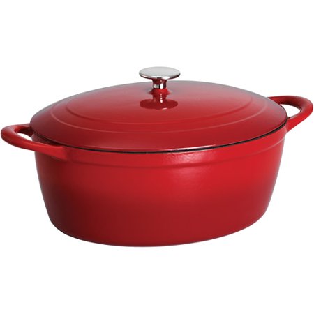 Cast Iron Service Sink - Tramontina 7-Quart Gourmet Cast Iron Covered Oval Dutch Oven
