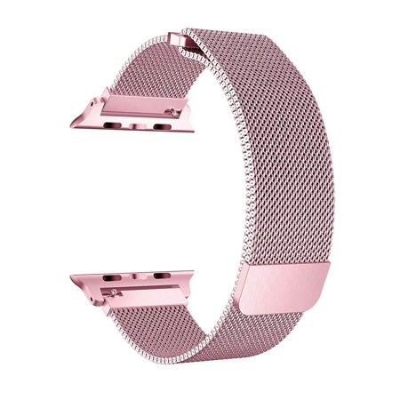 - Apple Watch Band 40mm, Stainless Steel Mesh Milanese Loop with Adjustable Magnetic Closure with Clear Hard Case for Apple Watch Series 3 2 1 (40mm Pink)