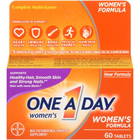 One A Day Womenâs Multivitamin Supplements with Vitamins A, C, E, B1, B2, B6, B12, Biotin, Calcium and Vitamin D, 60