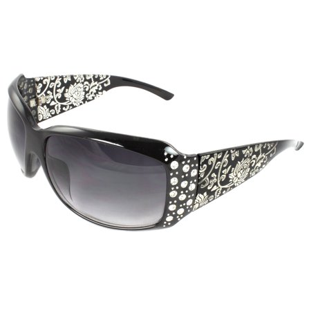 Fashion Sunglasses Black Frame in Floral Pattern Design Purple Black Lenses for (Best Sunglasses Brand For Man In India)