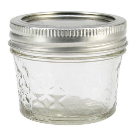 Kerr Quilted Crystal Mason Jar w/Lid & Band, Regular Mouth, 4 Ounces, 12