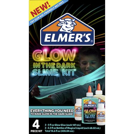 Elmer's Glow-in-the-Dark Slime Kit, Glow-in-the-Dark Glue, Assorted Colors, with Glue Slime Activator, 4