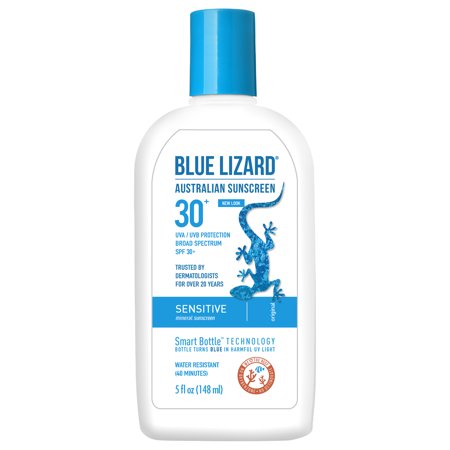 Blue Lizard Australian Sunscreen, Sensitive Skin, Broad Spectrum SPF 30+, 5