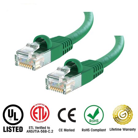 5e Rj 45 Network Patch Huetron™ Cat 5e Ethernet Snagless RJ45 Patch Computer LAN Network Cord Cable (8 ft/GREEN)) ()
