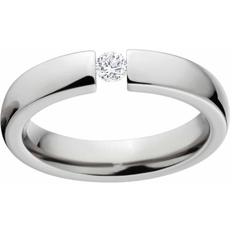 - 1/10 Carat T.G.W. Round CZ Titanium Tension-Set Engagement Ring with Comfort Fit Design