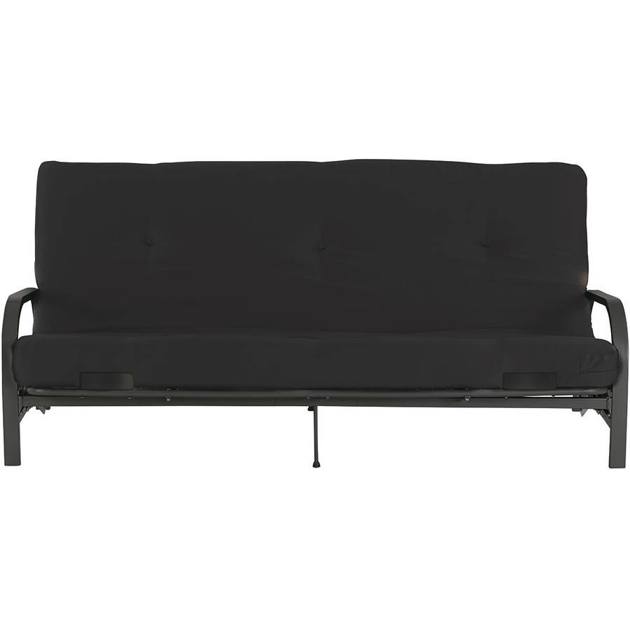 Mainstays Black Metal Arm Futon with Full Size Mattress, Multiple Colors