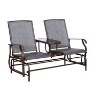 Double Rocking Chairs Outsunny 2 Person Mesh Fabric Patio Double Glider Chair With Center Table Brown