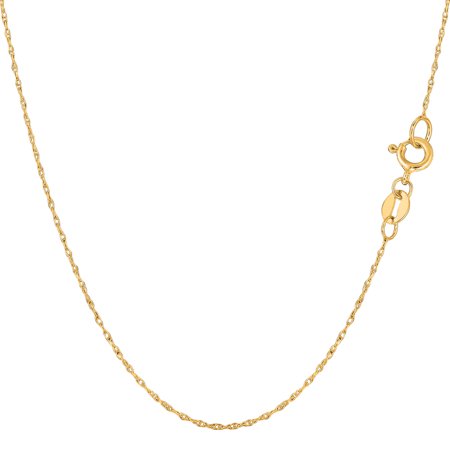- 10k Yellow Gold Rope Chain Necklace, 0.5mm