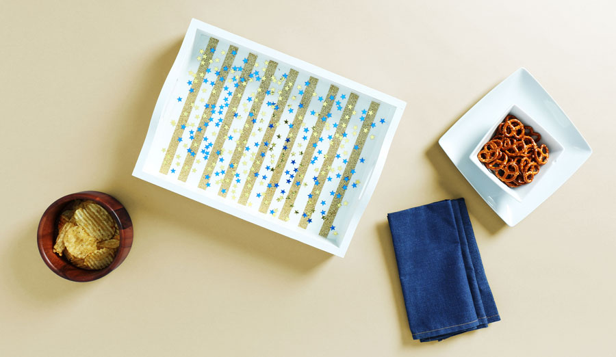 DIY Sparkles & Stripes Confetti Tray 
