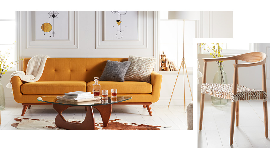 A mid-century modern furniture and decor.