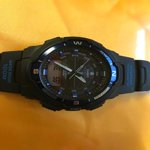 casio men's twin sensor watch blue accents